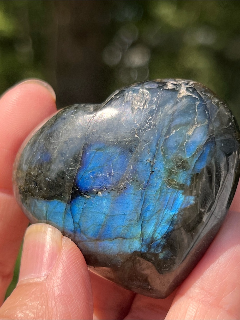 Labradorite (2) heart with stand | crystal